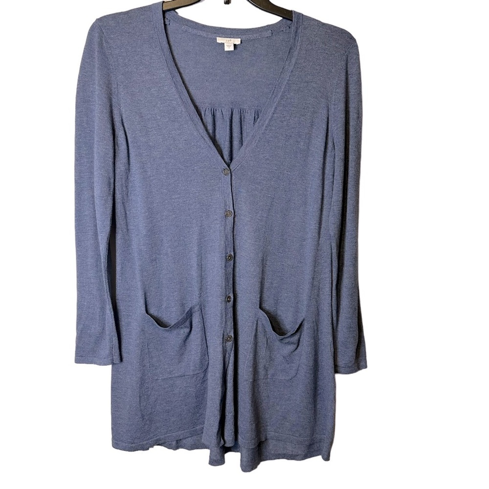 J Jill Cardigan Button Front Pockets Lagenlook Coastal Boho Artsy Resort Small